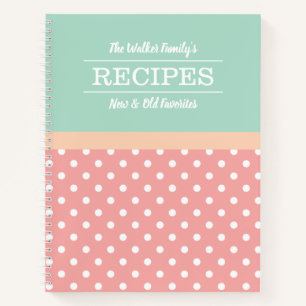 Mint & Pink Polka Dot Rezept Notizbuch