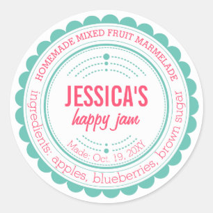 Mint Pink Stilvolle, hausgemachte, moderne Jam Cir Runder Aufkleber