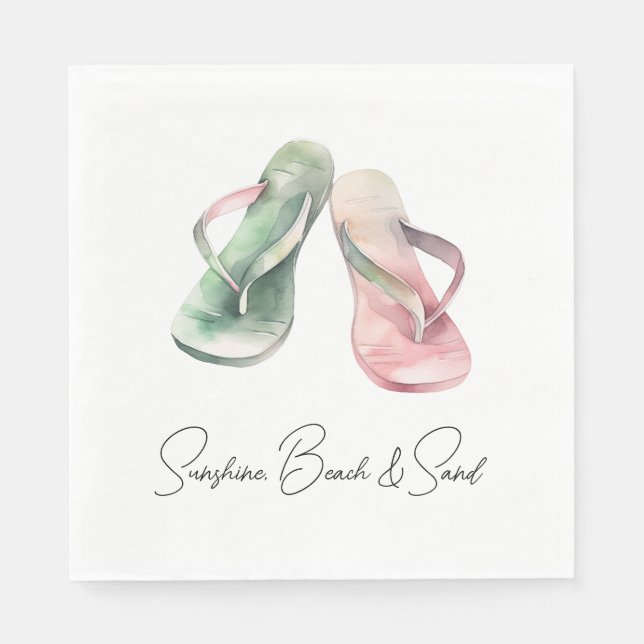 Mint Pink Sunshine Beach Flip Flops Serviette (Vorderseite)