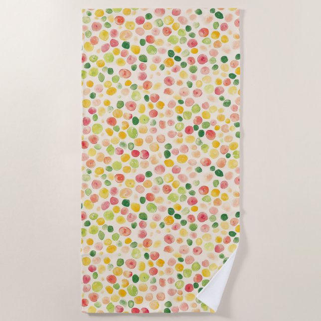 Mint Pink Yellow Green Fruity Dots  Strandtuch (Vorderseite)