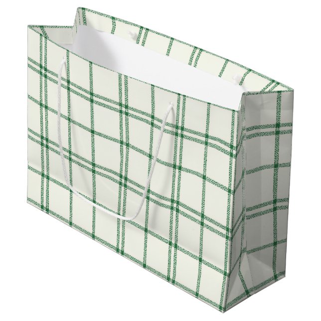 Mint Plaid Große Geschenktüte (Vorderseite Schrägansicht)