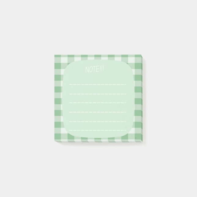 Mint Plaid Note Design Post-it Klebezettel (Vorderseite)