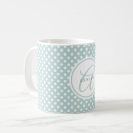 Mint Polka Dots Personalisierter Name Kaffee Tasse