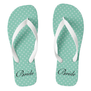 Mint Polka Punkte Muster Hochzeitsbride Flip Flops