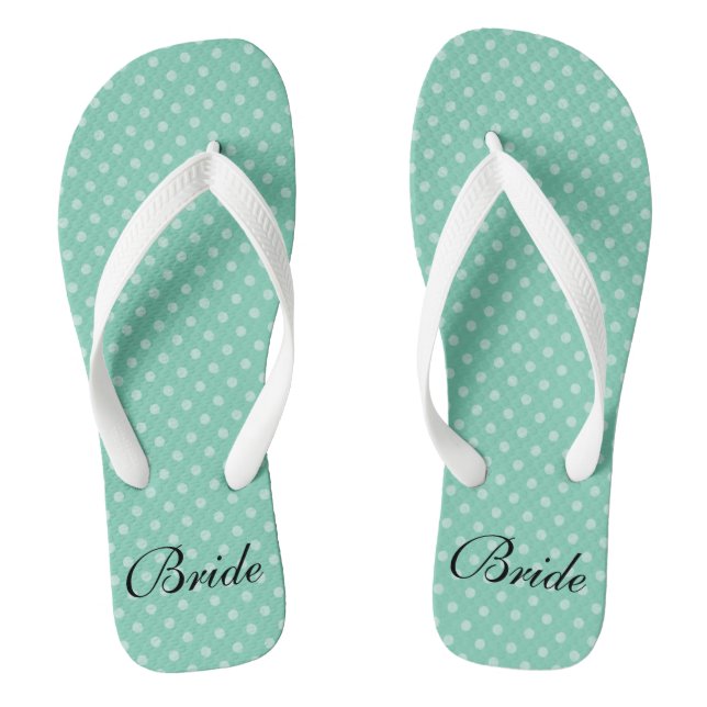 Mint Polka Punkte Muster Hochzeitsbride Flip Flops (Fußbett)
