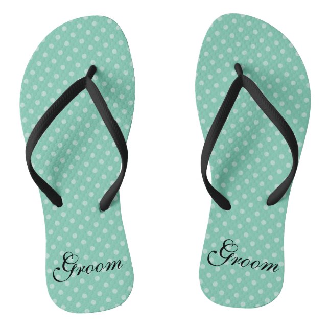 Mint Polka Punkte Muster Hochzeitsgroom Flip Flops (Fußbett)