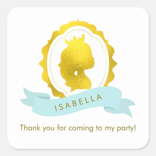 Mint Princess Cameo Birthday Quadratischer Aufkleber (Vorderseite)