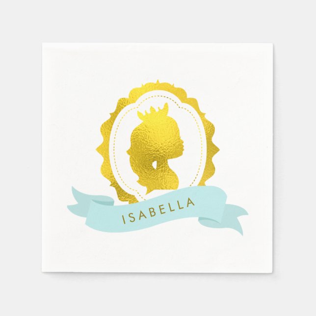 Mint Princess Cameo Birthday Serviette (Vorderseite)