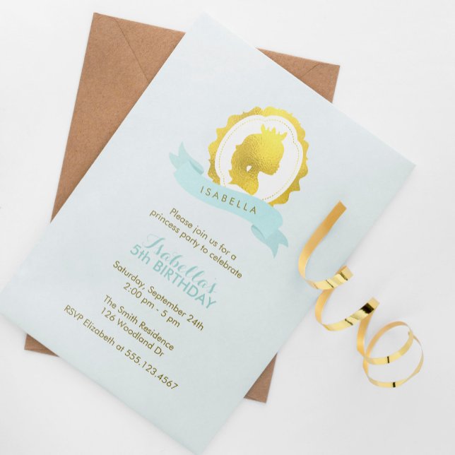 Mint Princess Cameo Girl Geburtstag Einladung (Von Creator hochgeladen)