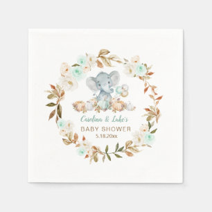 Mint Pumpkin Elephant Baby Shower Party Serviette
