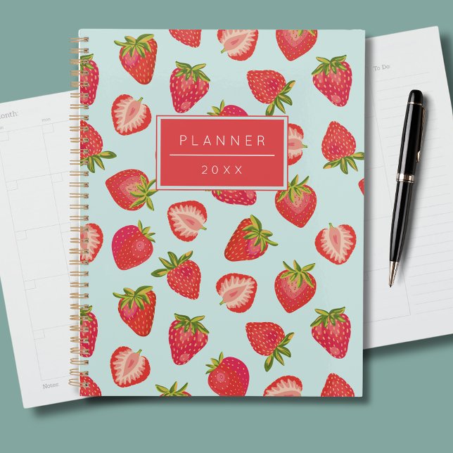 Mint & Red Summer Strawberry Muster 2023 Planer (Strawberry mint personalized planner)