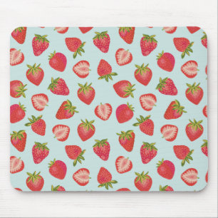 Mint & Red Summer Strawberry Pattern Mousepad
