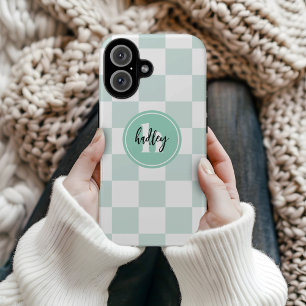 Mint Retro Karo Monogram Case-Mate iPhone Case