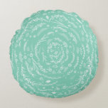 MINT Reversible to Lighter Floral Garland Muster Rundes Kissen<br><div class="desc">Schöne Vintage Heirloom Floral Garland Swirl Hochzeiten Vintage Blumengarten Hochzeitseinladungen Süß illustrierte Vintage Blumengarten Elemente geben dieser Hochzeitskollektion ein elegantes Outdoorsy-Gefühl. Mr. und Mrs. Pillows mit einem trendigen Garland-Wirl für mehr Komfort und Kult - so viel Spaß! Türkisfarben,  trendige Hochzeitsfarben. ></div>