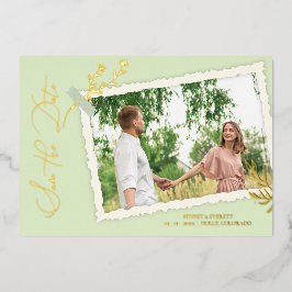 Mint Romantic Vintage Photo Album Scrapbook Folieneinladung