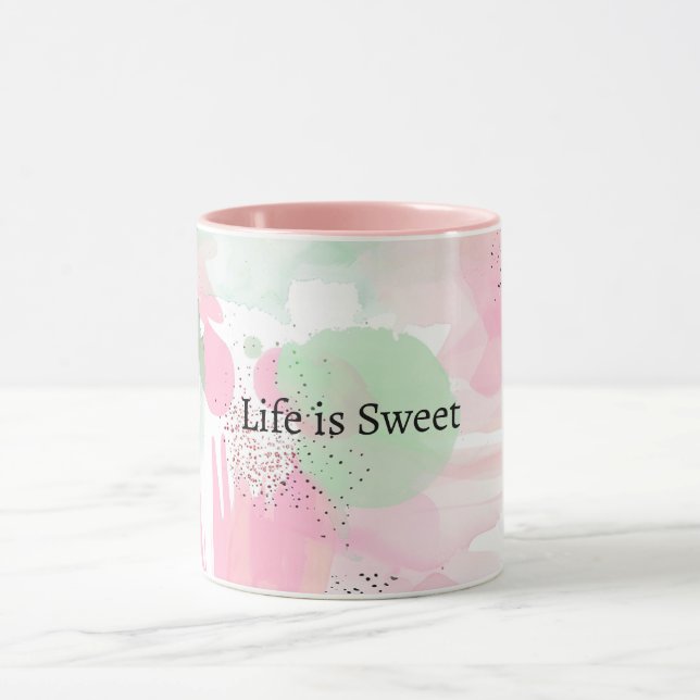 Mint Rosa Abstrakte Das Leben ist süß Tasse (Zentrum)