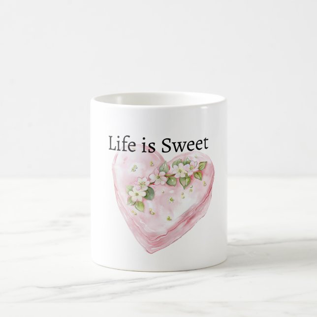 Mint Rosa Herz Das Leben ist süß Kaffeetasse (Mittel)