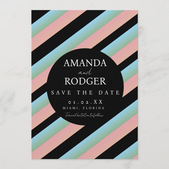 Mint Rosa Schwarz Save-the-Date  Einladung (Vorderseite)