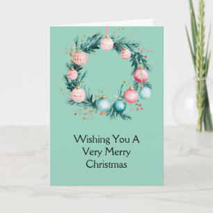 Mint-Rosa-Weihnachtsbaumschmuck-Kranz Karte