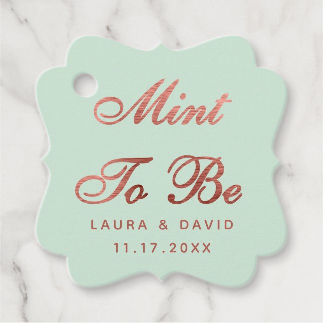 Mint Rose Gold Wedding Elegantes Script Personalis Geschenkanhänger (Vorderseite)
