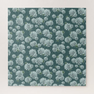 Mint Rosette Succulents Wiederholen Druck auf Pine Puzzle