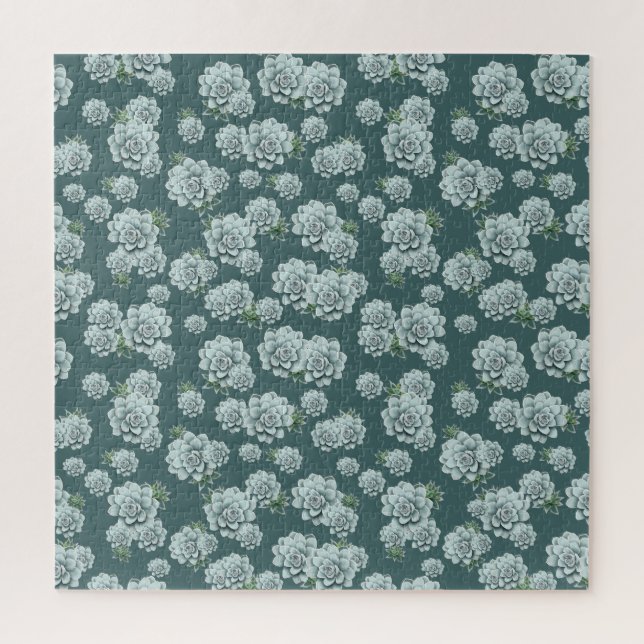 Mint Rosette Succulents Wiederholen Druck auf Pine Puzzle (Vertikal)