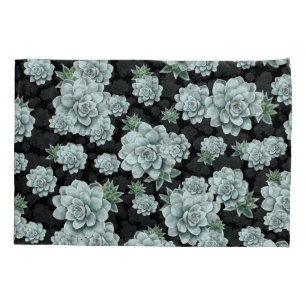 Mint Rosette Succulents Wiederholen Druck auf schw Kissenbezug