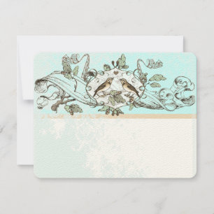 Mint Rustic Birds Oak Tree Wedding RSVP