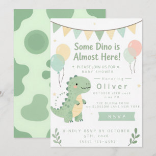 Mint Salbei Grün Baby Shower Dino Einladung