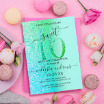 Mint Sea Green Blue Glitzer Ombre Sweet 16 Einladung<br><div class="desc">Diese hübsche 16 . Geburtstag-Geburtstagsfeier lädt zum Verweilen bei einer jungen Teenagertochter ein. Es verfügt über ein Imitat, funkelnd grün und blau Glitzer groß, "16", auf einem einfachen pastellfarbenen Pfefferminz grün und Imitate Himmel blau und pastellgrün Glitzer seitwärts Gradienten ombre Hintergrund gedruckt. Es ist einfach, einzigartig, modern, hübsch und elegant!...</div>