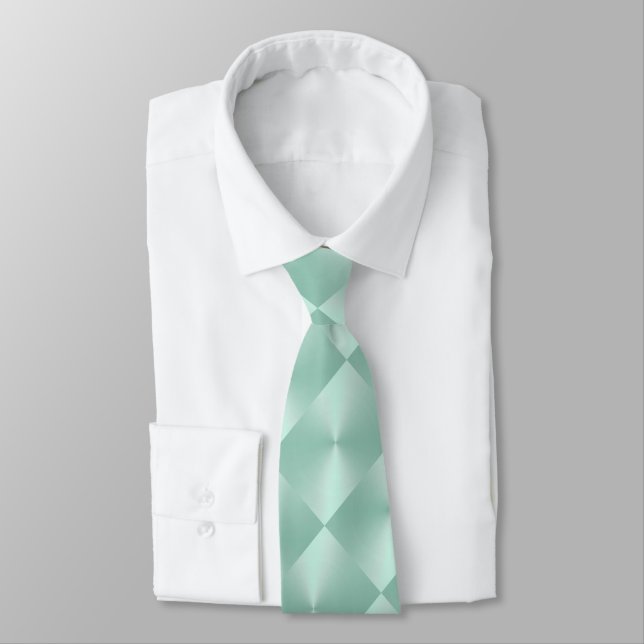Mint Shimmer blockt Neck Tie Krawatte (Gebunden)