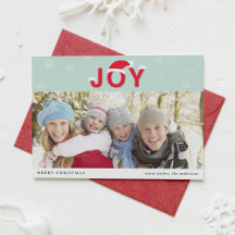 Mint Snow Joy Holiday Foto Flat Card