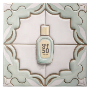 Mint Sonnenschutzcreme Flasche Sonnenbad Fliese