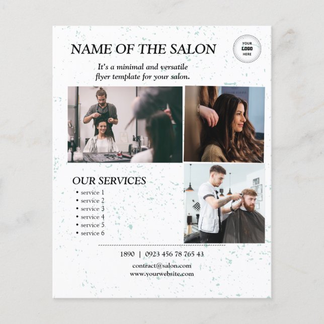 Mint Speckle Minimal Salon Flyer (Vorne)