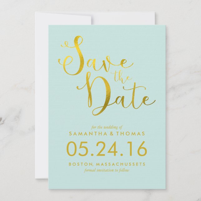 Mint Stilvolle Skriptereihe speichern das Datum Save The Date (Vorderseite)