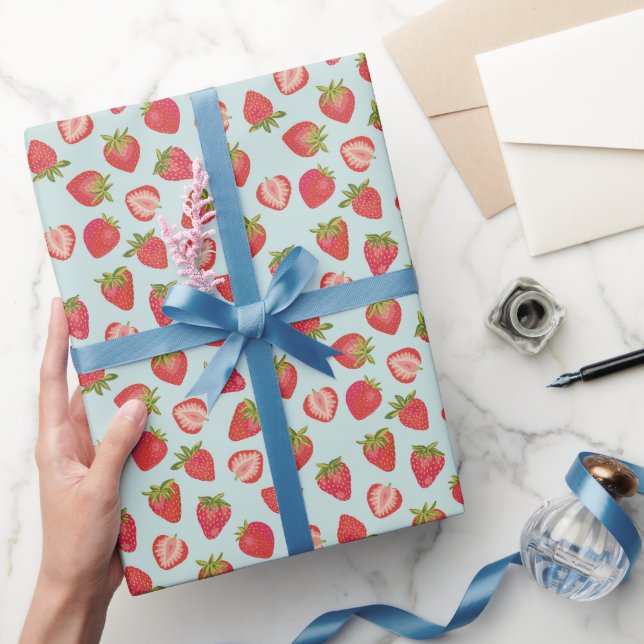 Mint Strawberry Wrapping Paper / Gift Wrap Geschenkpapier (Schenken)