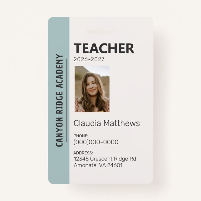 Mint Stripe Homeschool Educator ID Badge Ausweis (Vorderseite)