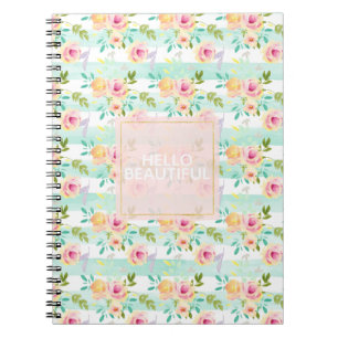 Mint Stripes floral Chic Notizblock