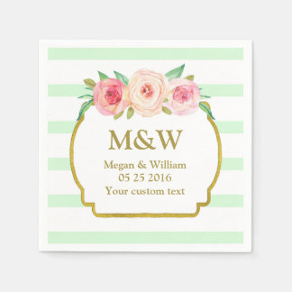 Mint Stripes Gold Rosa Blumenzwiebeln Napkins Serviette