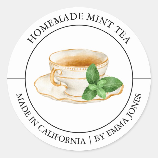 Mint Tea Modern Label Runder Aufkleber (Vorderseite)