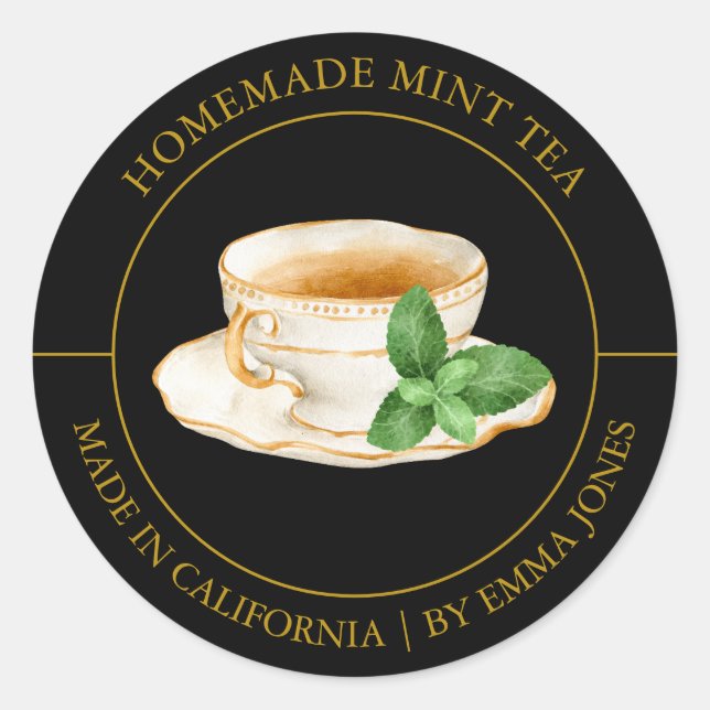 Mint Tea Modern Label Runder Aufkleber (Vorderseite)