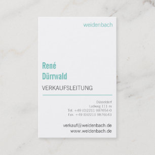 Mint-Teal-Farben elegant modern gut zu lesen Visitenkarte