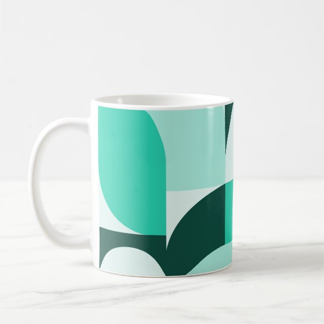 Mint Teal Geometric Composition Kaffeetasse (Links)
