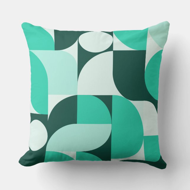 Mint Teal Geometric Composition Kissen (Vorderseite)
