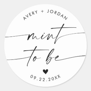 Mint To Be Hochzeitssticker   Moderne Hochzeit Runder Aufkleber