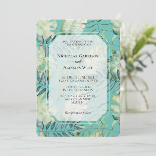 Mint Tropical Green Blätter Hochzeit Einladung