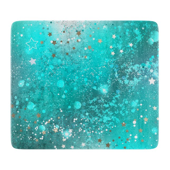 Mint Türkis Folienhintergrund Schneidebrett (Vorderseite)