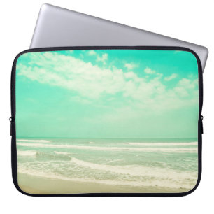 Mint Türkis Retro-Strandhintergrund, vintage, Stra Laptopschutzhülle