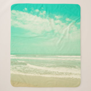 Mint Türkis Retro-Strandhintergrund,vintage,Strand Sherpadecke