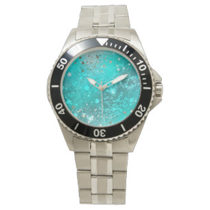 Mint Turquoise Foil Hintergrund Armbanduhr